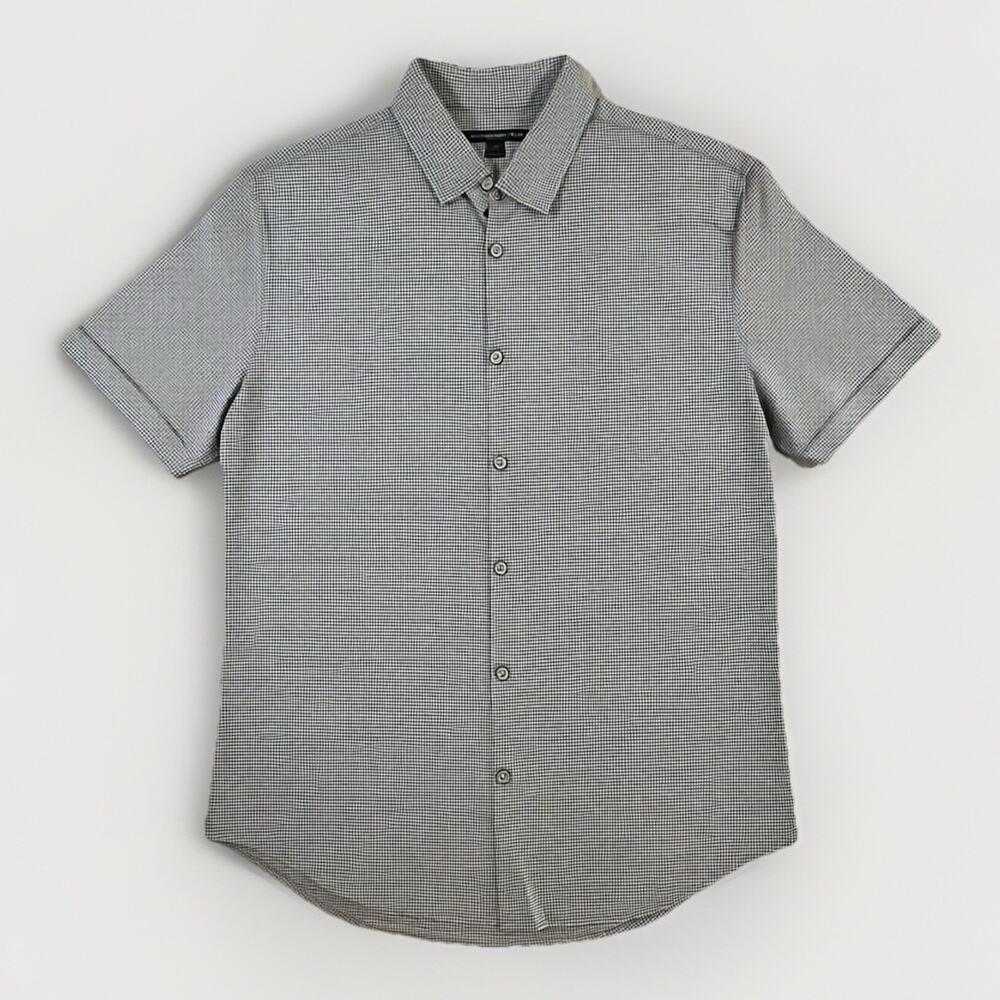 John Varvatos ⭐️USA Men’s Short Sleeve Checked Shirt Size M Light Brown